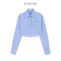 TUBYCATU | CROPTOP SƠ MI SỌC XANH