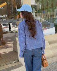 TUBYCATU | CROPPED CHECK SHIRT - BLUE