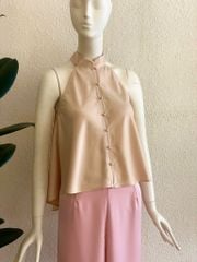 TUBYCATU | ÁO YẾM SATIN CỔ TRỤ NÚT TRAI