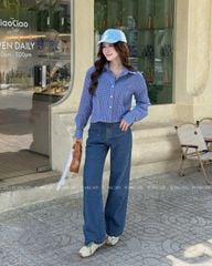 TUBYCATU | CROPPED CHECK SHIRT - BLUE