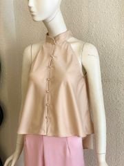 TUBYCATU | ÁO YẾM SATIN CỔ TRỤ NÚT TRAI