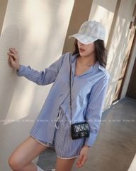 TUBYCATU | SET ÁO SƠ MI XANH VẠT BẦU + SHORT VIỀN (KHÔNG KÈM ÁO TANKTOP TRẮNG)