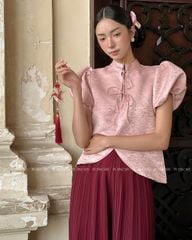TUBYCATU | ÁO GẤM BÔNG ĐỎ/ HỒNG LAI CONG