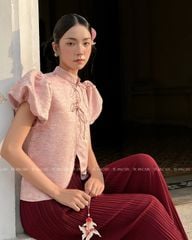 TUBYCATU | ÁO GẤM BÔNG ĐỎ/ HỒNG LAI CONG