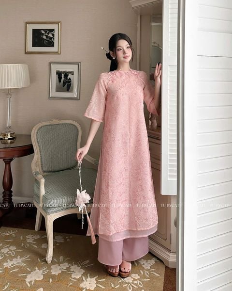 TUBYCATU | ÁO DÀI PHẤN ĐÀO (KHÔNG KÈM QUẦN)