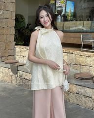 TUBYCATU | ÁO YẾM REN CỘT NƠ ĐÍNH CƯỜM