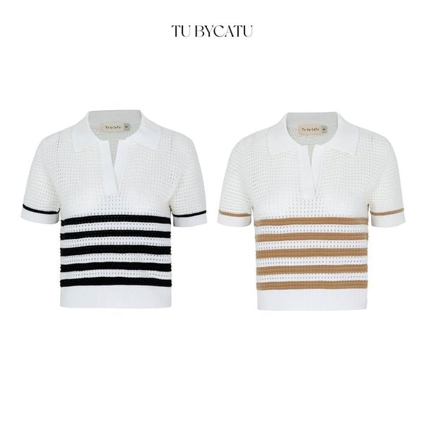 TUBYCATU | BASIC STRIPED POLO BLACK/ BROWN