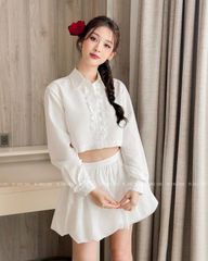 TUBYCATU | SET SƠ MI CROPTOP + CHÂN VÁY BÍ TRẮNG