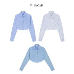 TUBYCATU | CROPTOP SƠ MI SỌC XANH