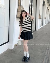 TUBYCATU | FULL STRIPE POLO BROWN/ BLACK/ RED