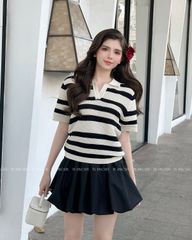 TUBYCATU | FULL STRIPE POLO BROWN/ BLACK/ RED