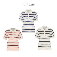 TUBYCATU | ÁO POLO SỌC XANH/ ĐỎ 3 NÚT