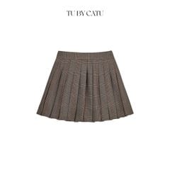 TUBYCATU | CHÂN VÁY XẾP LY CARO NÂU