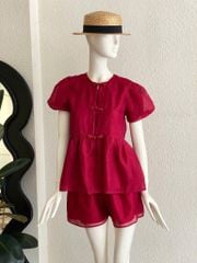 TUBYCATU | Set áo và quần short Thục Đan đỏ
