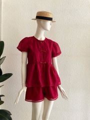 TUBYCATU | Set áo và quần short Thục Đan đỏ