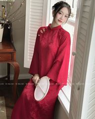 TUBYCATU | SET ÁO DÀI GẤM NGỌC CẦM NHIỀU MÀU (ÁO VÀ QUẦN)