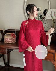 TUBYCATU | SET ÁO DÀI GẤM NGỌC CẦM NHIỀU MÀU (ÁO VÀ QUẦN)