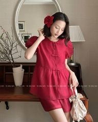TUBYCATU | Set áo và quần short Thục Đan đỏ