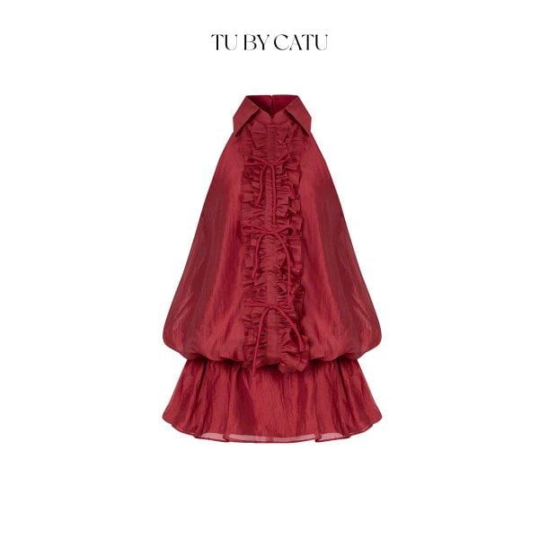 TUBYCATU | Đầm Lily cổ sơ mi KEM/ ĐỎ bèo cổ