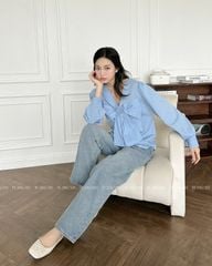TUBYCATU | Blue/ White striped bowtie shirt