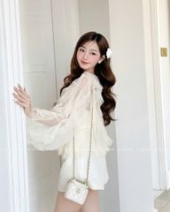 TUBYCATU | Áo lưới bèo kem kèm lót