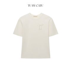 TUBYCATU | Áo thun nơ trai màu trắng