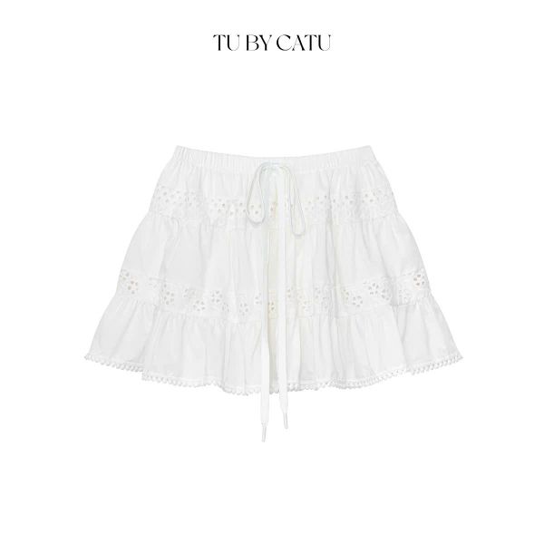 TUBYCATU | Chân váy trắng phối ren lai bi