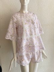 TUBYCATU | Set ren hoa tím phối ren kèm quần short