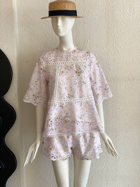 TUBYCATU | Set ren hoa tím phối ren kèm quần short