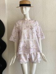 TUBYCATU | Set ren hoa tím phối ren kèm quần short