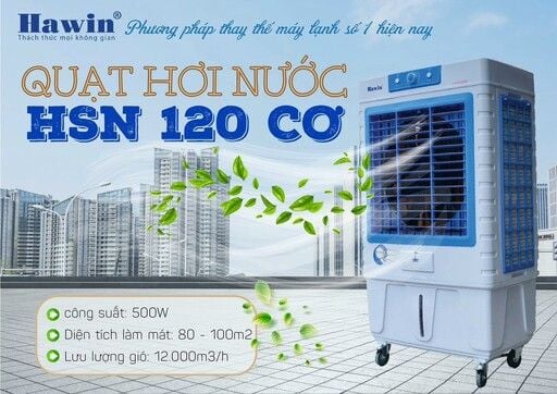 Quạt làm mát hơi nước điều hòa Hawin HSN120 - 500w - Cơ - 90L