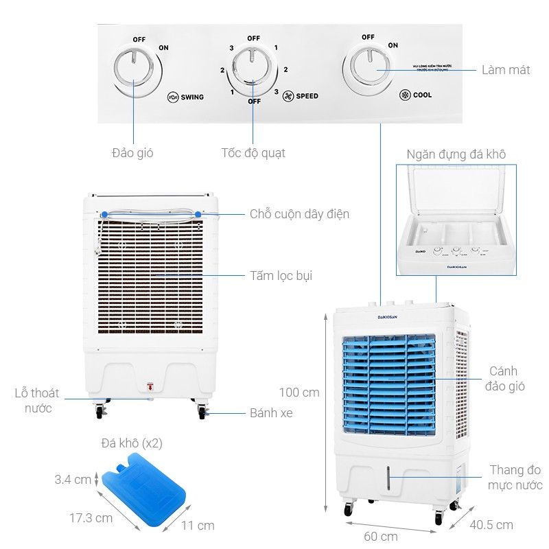 Quạt làm mát hơi nước điều hòa DAIKIOSAN DKA-04500A