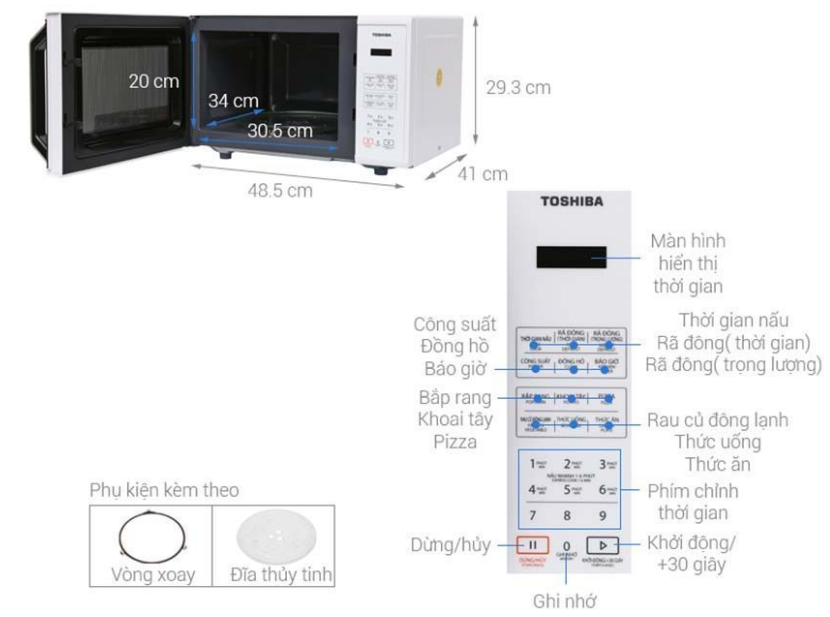 [Hỏa tốc] Lò vi sóng điện tử Toshiba ER-SS23(W)VN 23 lít - Hàng chính hãng