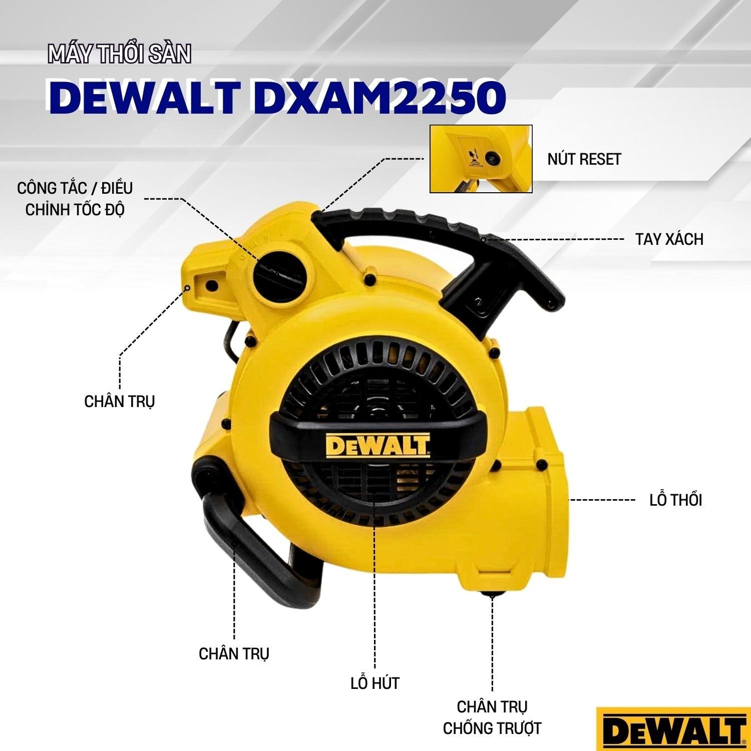 Quạt thổi thảm - Sàn 130W Dewalt DXAM2250 - 130w