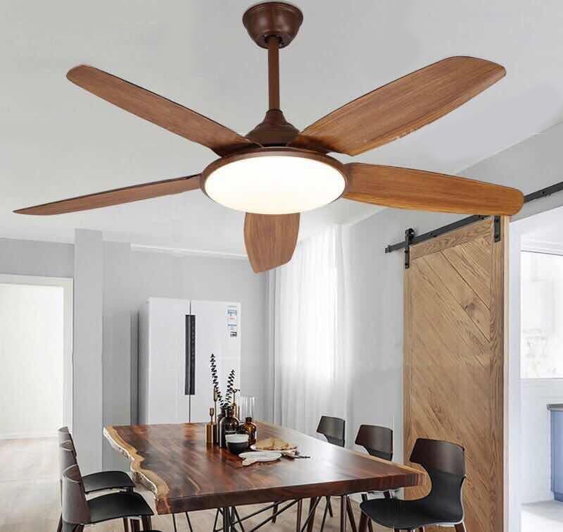 Quạt trần đèn 52KJYY-56 - 1320mm (Vàng gỗ và Nâu)