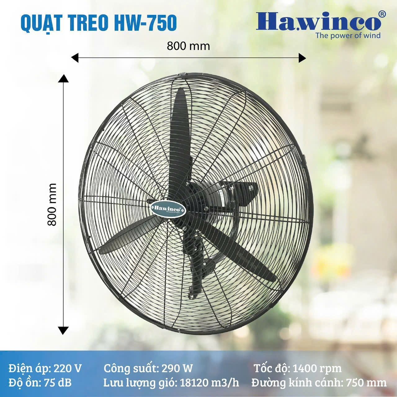 [Hỏa tốc] Quạt treo công nghiệp Hawin HW-750 - 290w