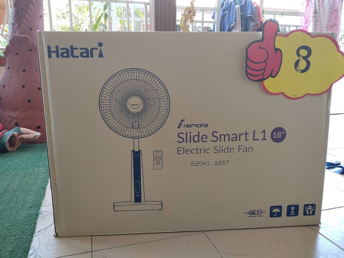 [Hỏa tốc] Quạt Thái Lan lửng Hatari Slide Smart L1 61w - remote