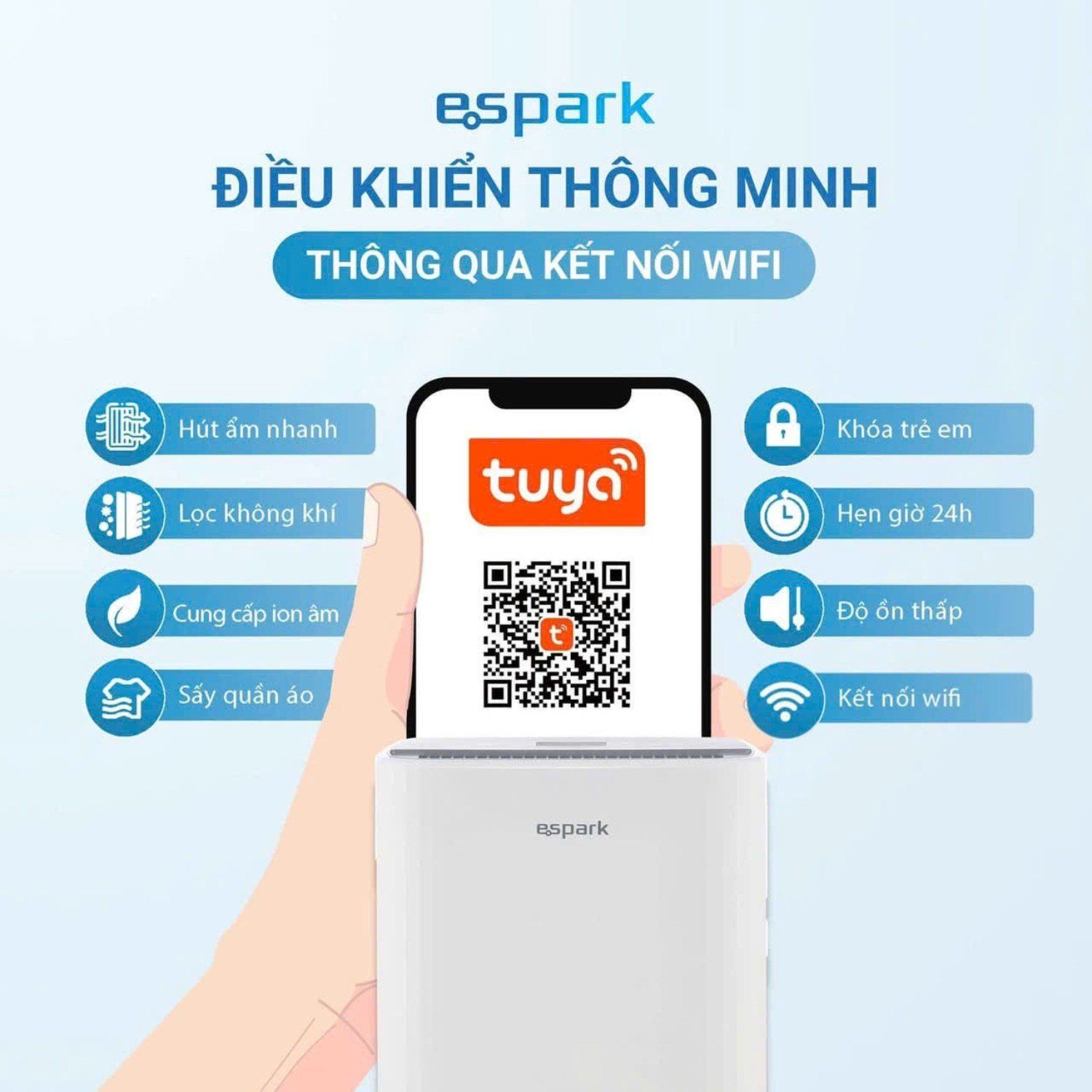 Máy hút ẩm kèm lọc không khí 20 lít Espark ESP – A20A433F