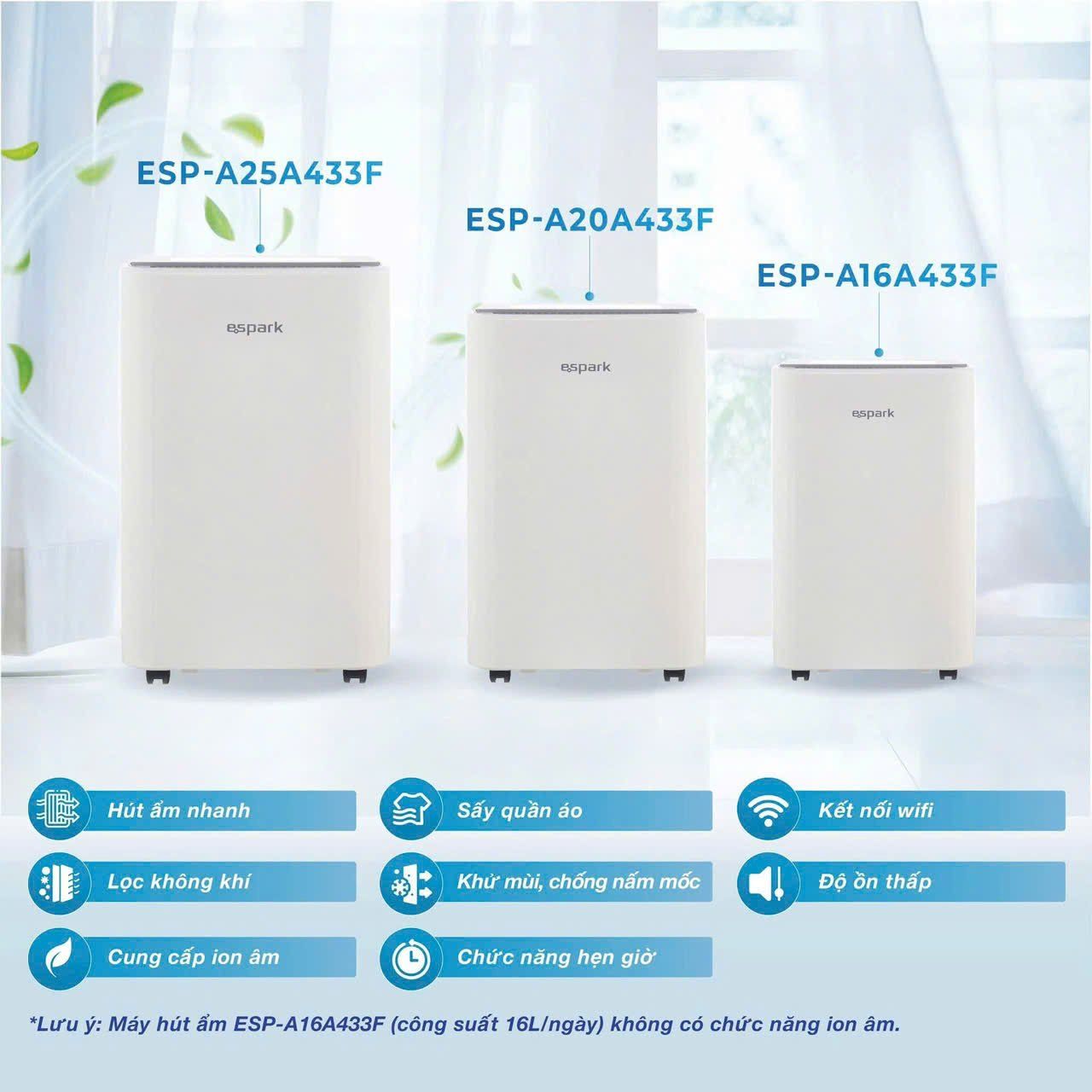 Máy hút ẩm kèm lọc không khí 25 lít Espark ESP – A25A433F