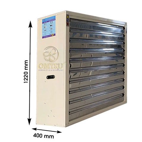 Quạt thông gió vuông Omysu BMF1220 (220V/380V)(Vỏ tôn kẽm sơn tĩnh điện cánh Inox, chớp Inox)