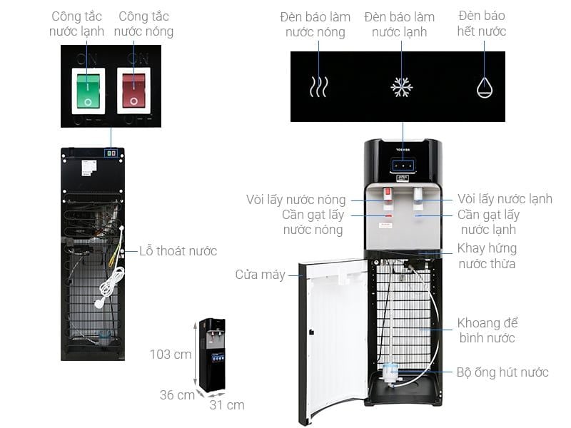 Máy nước nóng lạnh Toshiba RWF-W1669BV(W1) / RWF-W1669BV(K1)