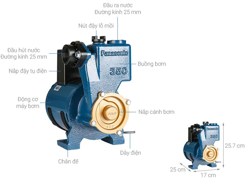 Máy bơm đẩy cao Panasonic GP-350JA - 350W