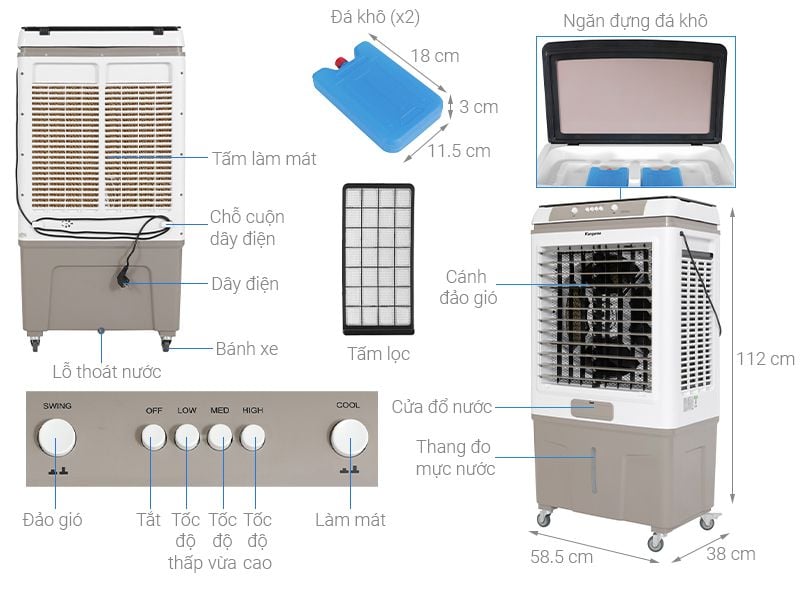 Máy làm mát không khí Kangaroo KG50F99 - 165w