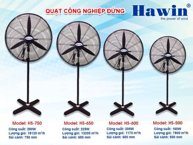 Quạt đứng công nghiệp Hawin HS-600 - 205w