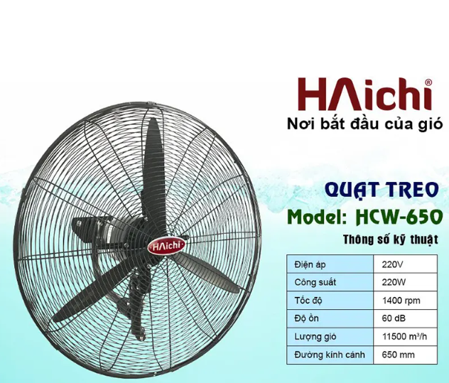 [Hỏa tốc] 220W Quạt treo công nghiệp Haichi HCW650