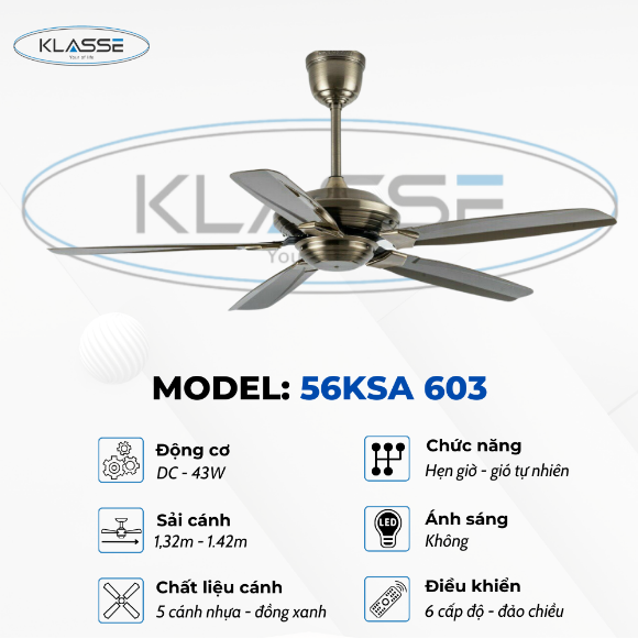 Quạt trần không đèn Beller 552-N - 1320mm