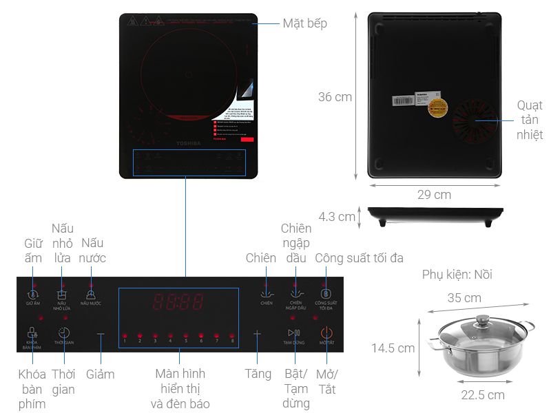 Bếp từ Toshiba IC-20S1PV (Tặng nồi lẩu)