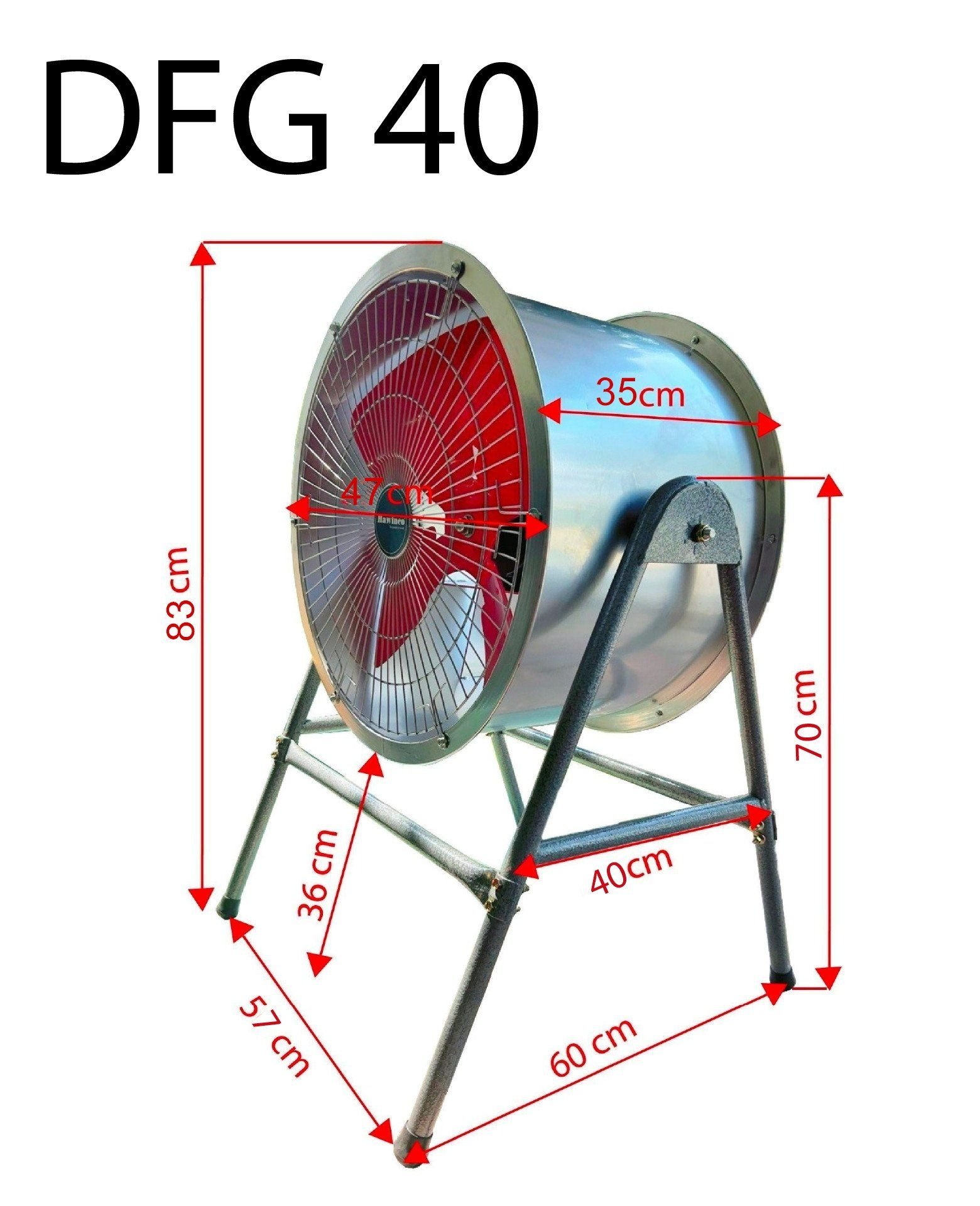 Quạt công nghiệp tròn  Hawinco DFG 40 / DFG 40A- có chân