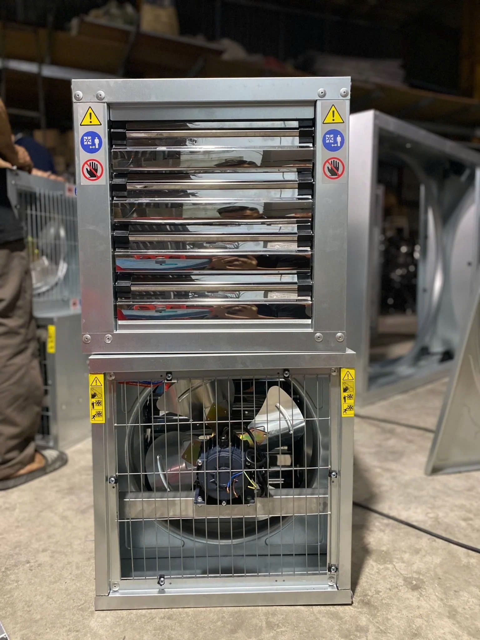 Quạt thông gió công nghiệp Omysu BMF500 - 220V (Vỏ tôn kẽm, cánh Inox, chớp inox)