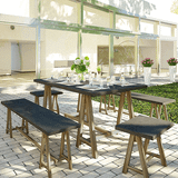 Bộ Bàn Ghế Fiber Tự Nhiên Chữ Nhật Chân Gỗ Tràm Chữ A